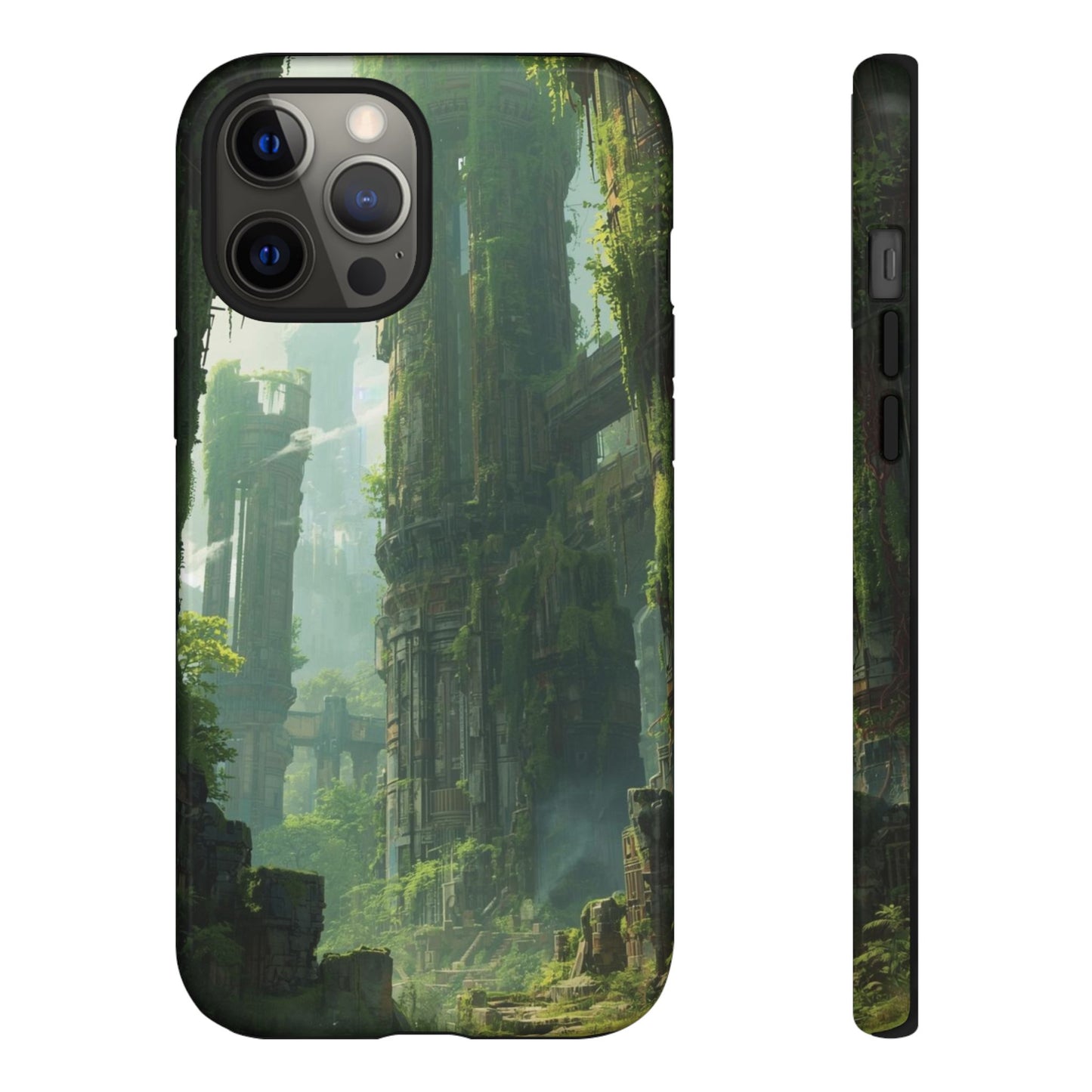 iPhone 12 Pro Max / Glossy Phone Case - Overgrown Future Ruins Sci-fi Phone Case