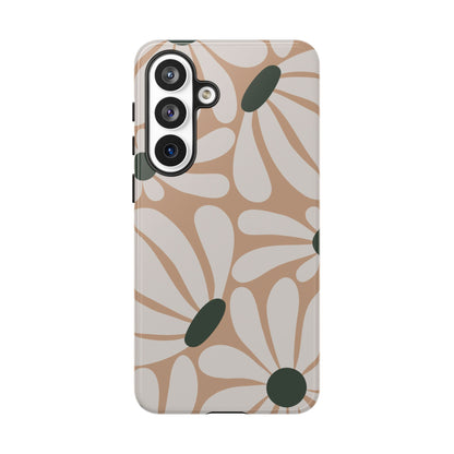 Retro Beige & White Daisy Pattern Phone Case - Beige Phone Case - Samsung Galaxy S26 Plus / Glossy
