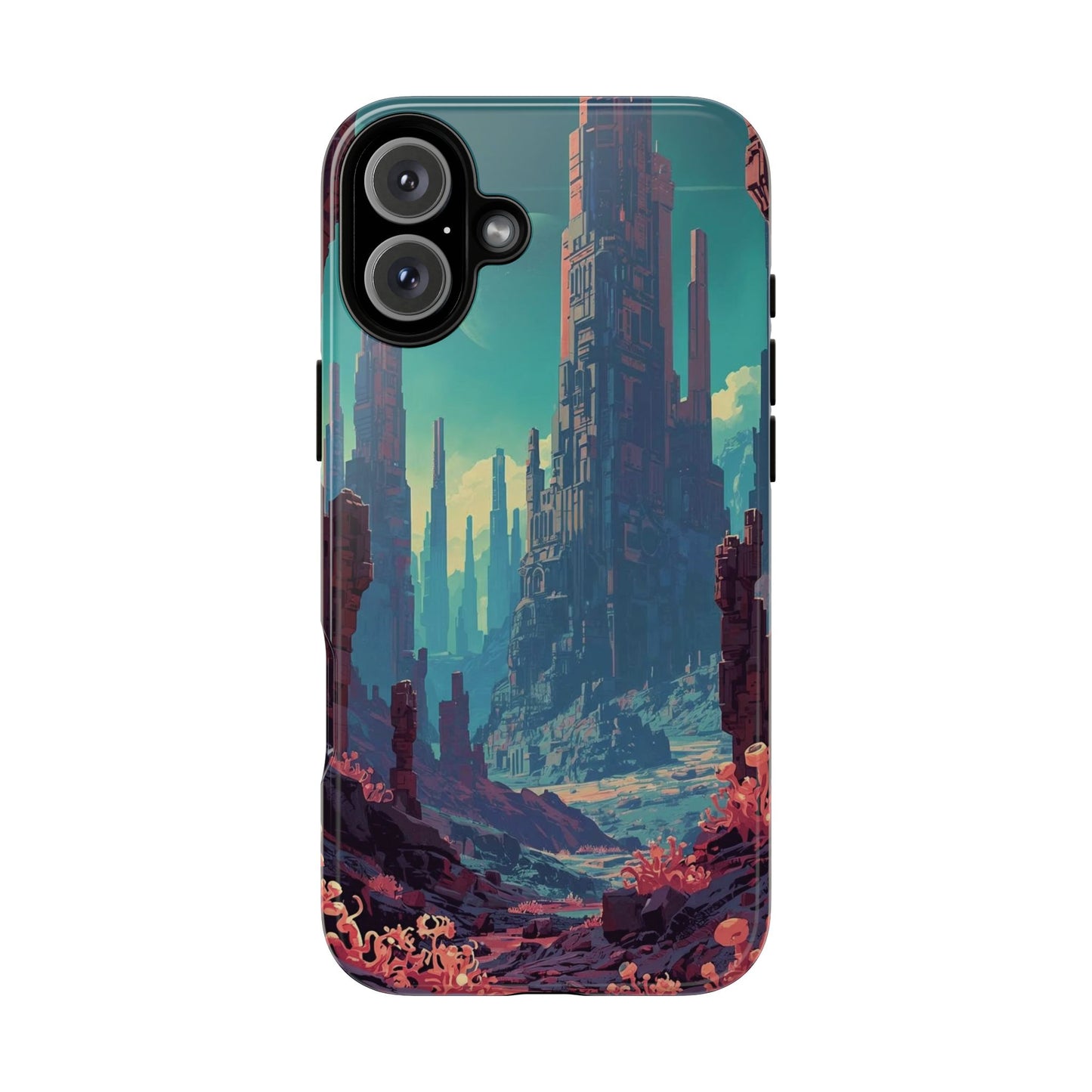Alien Monolith Valley Sci-fi Phone Case - Pink Phone Case - iPhone 16 Plus / Glossy