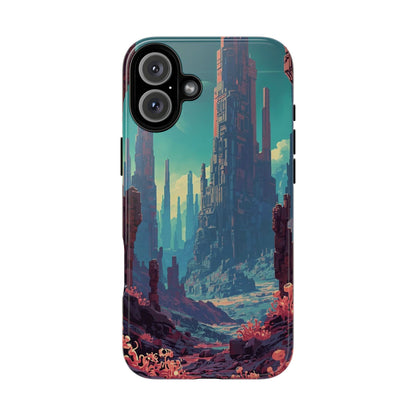 Alien Monolith Valley Sci-fi Phone Case - Pink Phone Case - iPhone 16 Plus / Glossy
