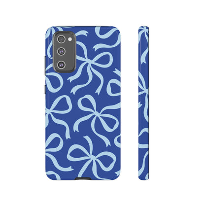 Bold Cobalt Blue and Powder Blue Bow Pattern Phone Case