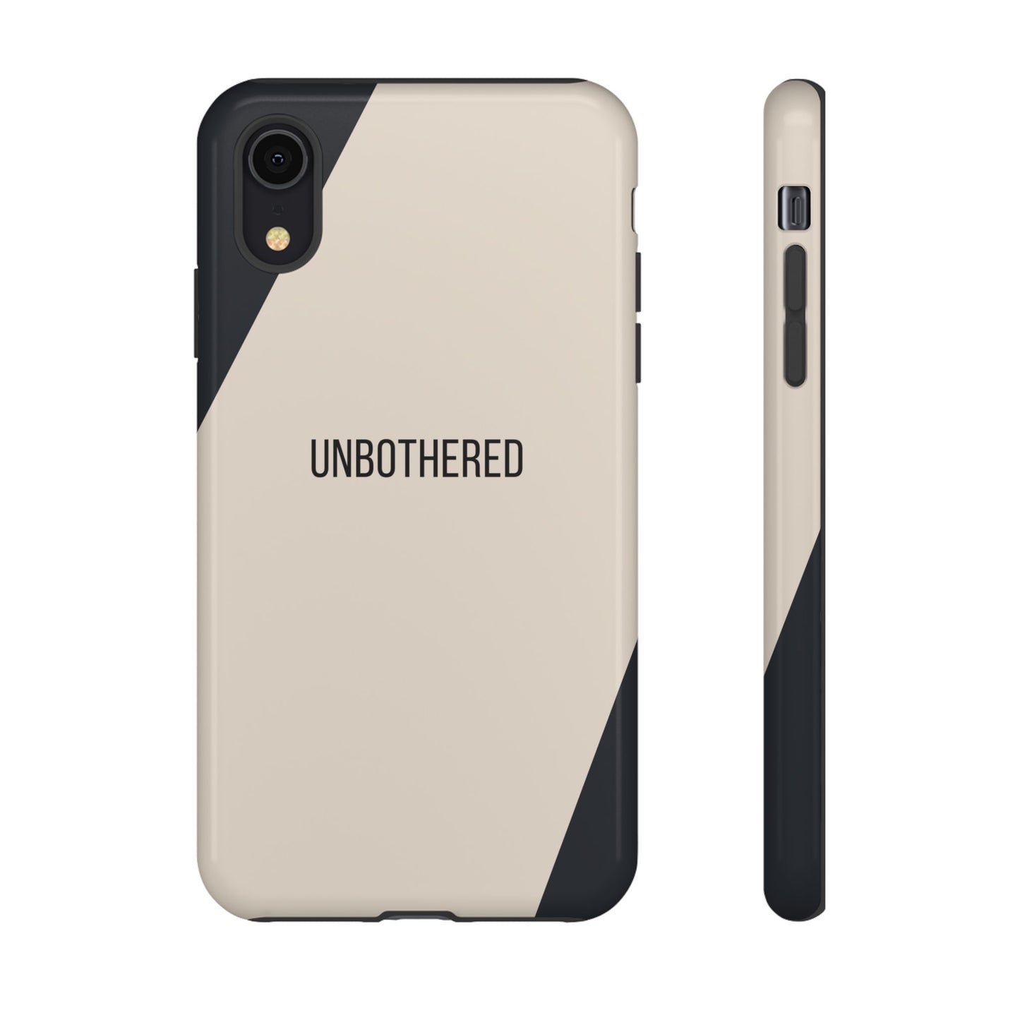 iPhone XR / Glossy Phone Case - Sassy Statement Case ’Unbothered’ in Beige & Charcoal