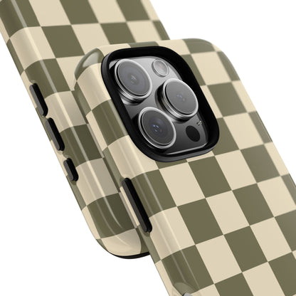 Green Checked Pattern Phone Case - Green Phone Case