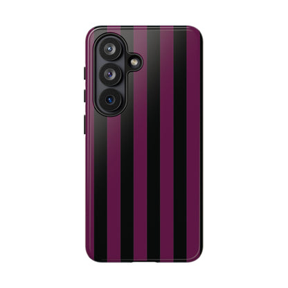 Trendy Plum & Black Stripe Pattern Phone Case - Purple Phone Case - Samsung Galaxy S26 / Glossy