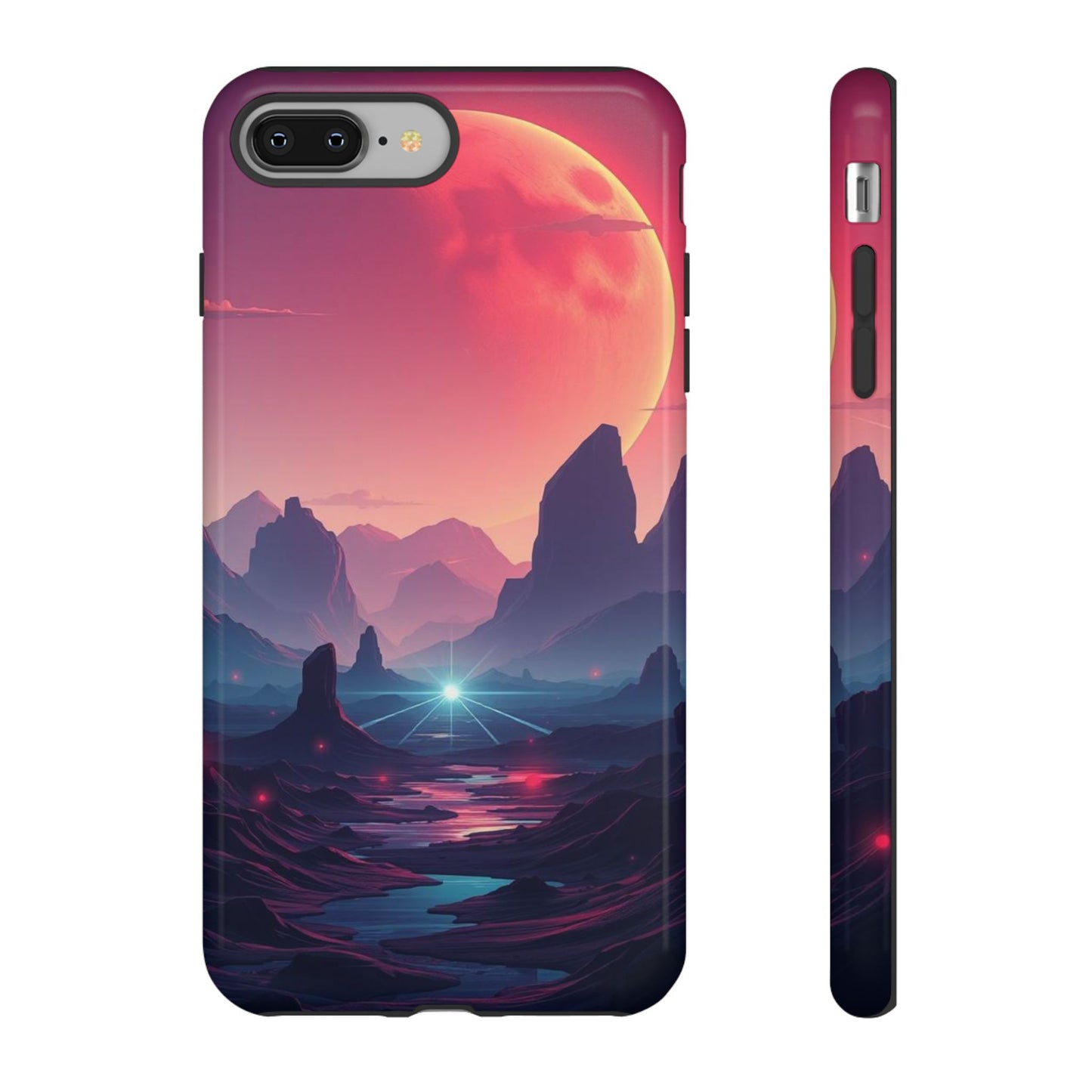 iPhone 8 Plus / Glossy Phone Case - Alien Moon Landscape Design Phone Case