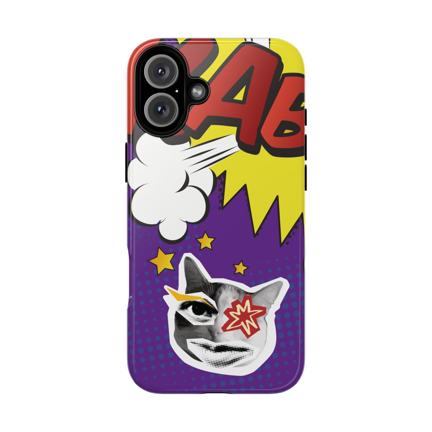 Bold Purple Pop Art Cat Phone Case - Purple Phone Case - iPhone 16 Plus / Glossy