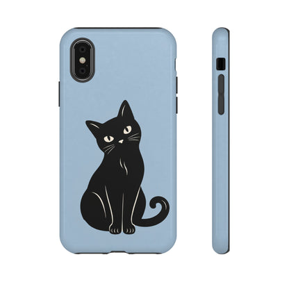 Minimalist Powder Blue & Black Cat Phone Case