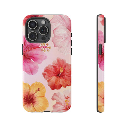 iPhone 15 Pro Max / Glossy Phone Case - ’Pink Hibiscus Pattern #1’ Phone Case