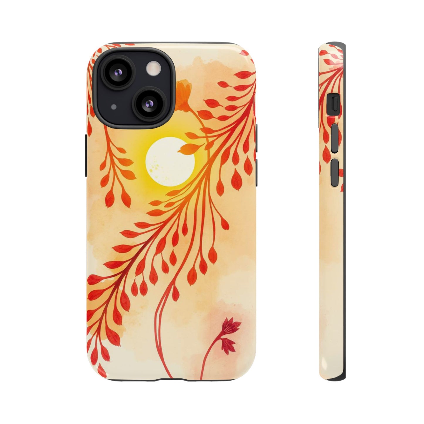 iPhone 13 Mini / Glossy Phone Case - Boho Chic Watercolour Sunset Design Phone Case