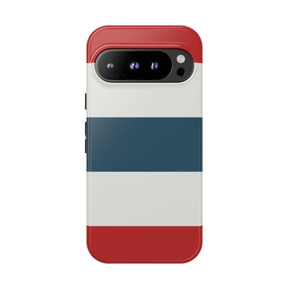 Google Pixel 9 Pro / Glossy Phone Case - Red White & Blue Horizontal Stripe Pattern Phone Case