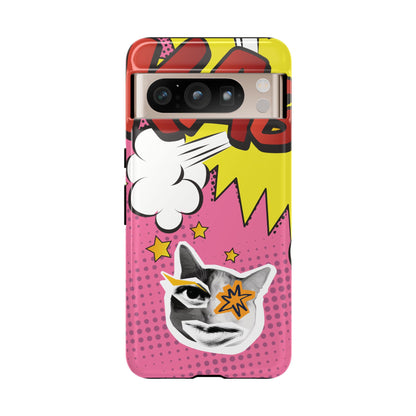 Bold Pink Pop Art Cat Phone Case - Pink Phone Case - Google Pixel 8 Pro / Glossy