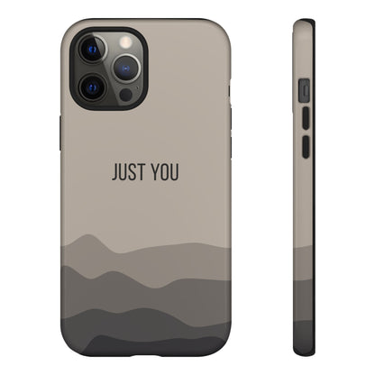 iPhone 12 Pro Max / Glossy Phone Case - Minimalist Beige Waves ’Just You’ Statement Phone Case