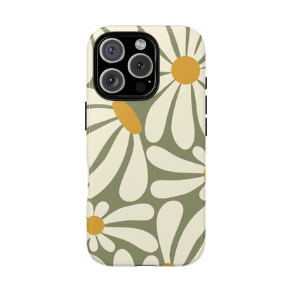 Retro Green Daisy Pattern #1 Phone Case - Green Phone Case - iPhone 16 Pro / Glossy