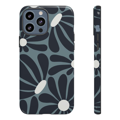 Retro Navy Blue & White Daisy Pattern Phone Case - Blue Phone Case - iPhone 13 Pro Max / Glossy