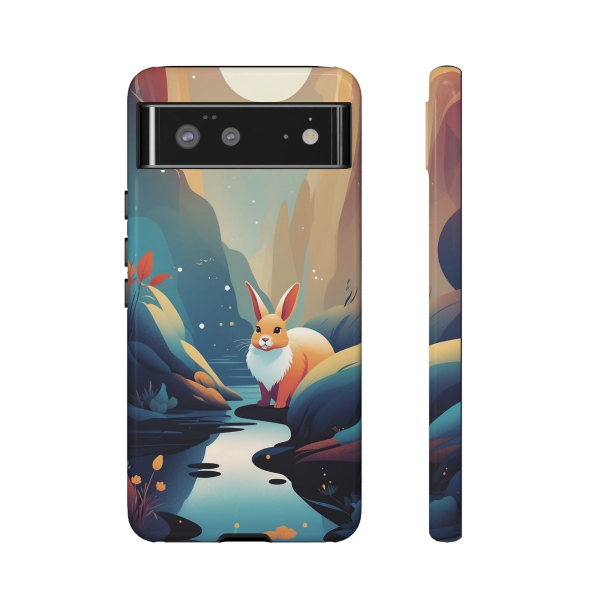 Stylised Rabbit Design Phone Case - Multicolor Phone Case - Google Pixel 6 / Glossy