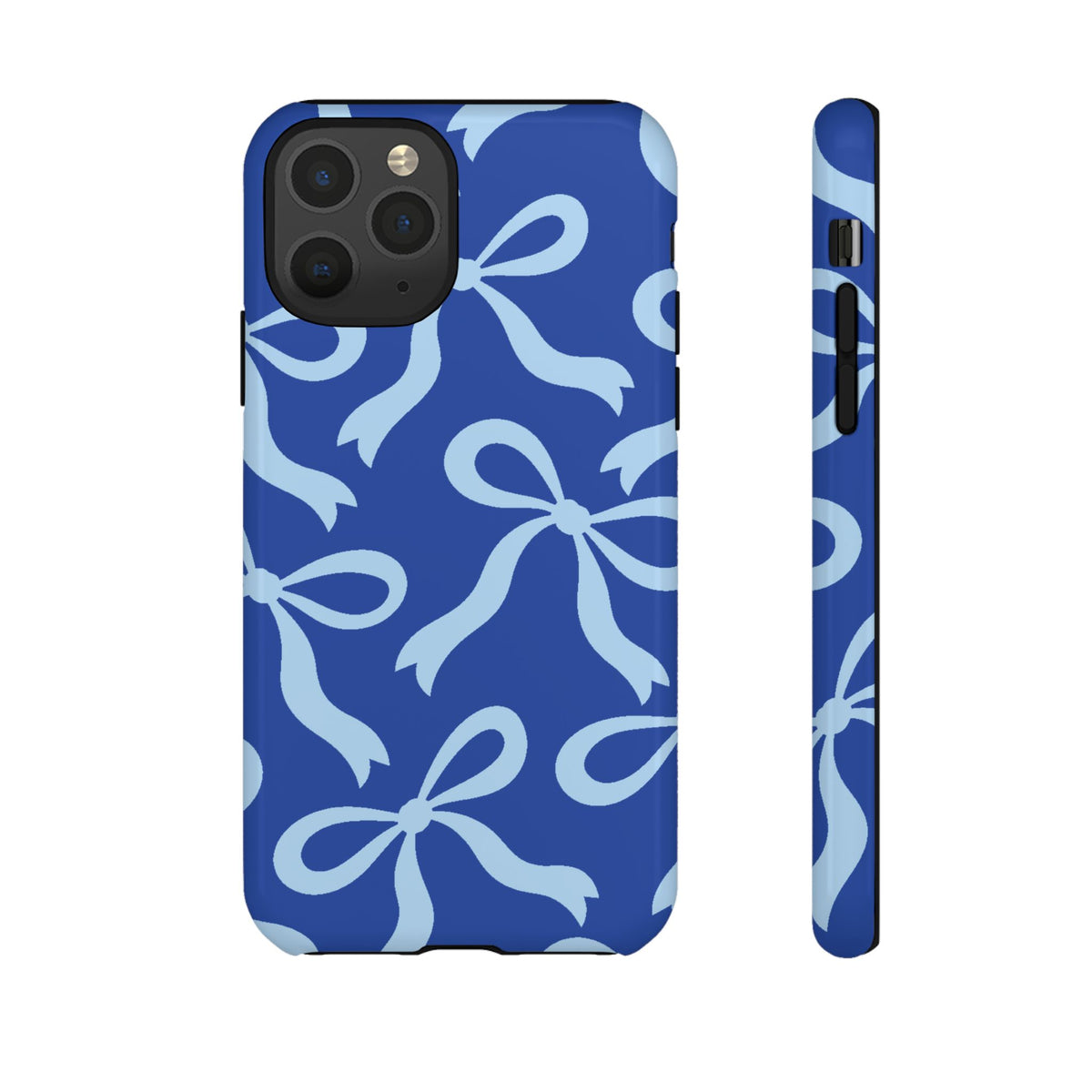 Bold Cobalt Blue and Powder Blue Bow Pattern Phone Case - Blue Phone Case - iPhone 11 Pro / Glossy