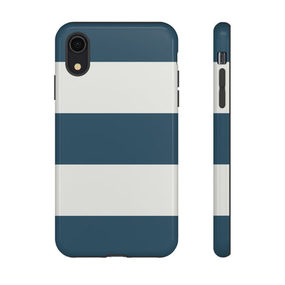 Blue & White Horizontal Stripe Pattern Phone Case - Blue Phone Case - iPhone XR / Glossy