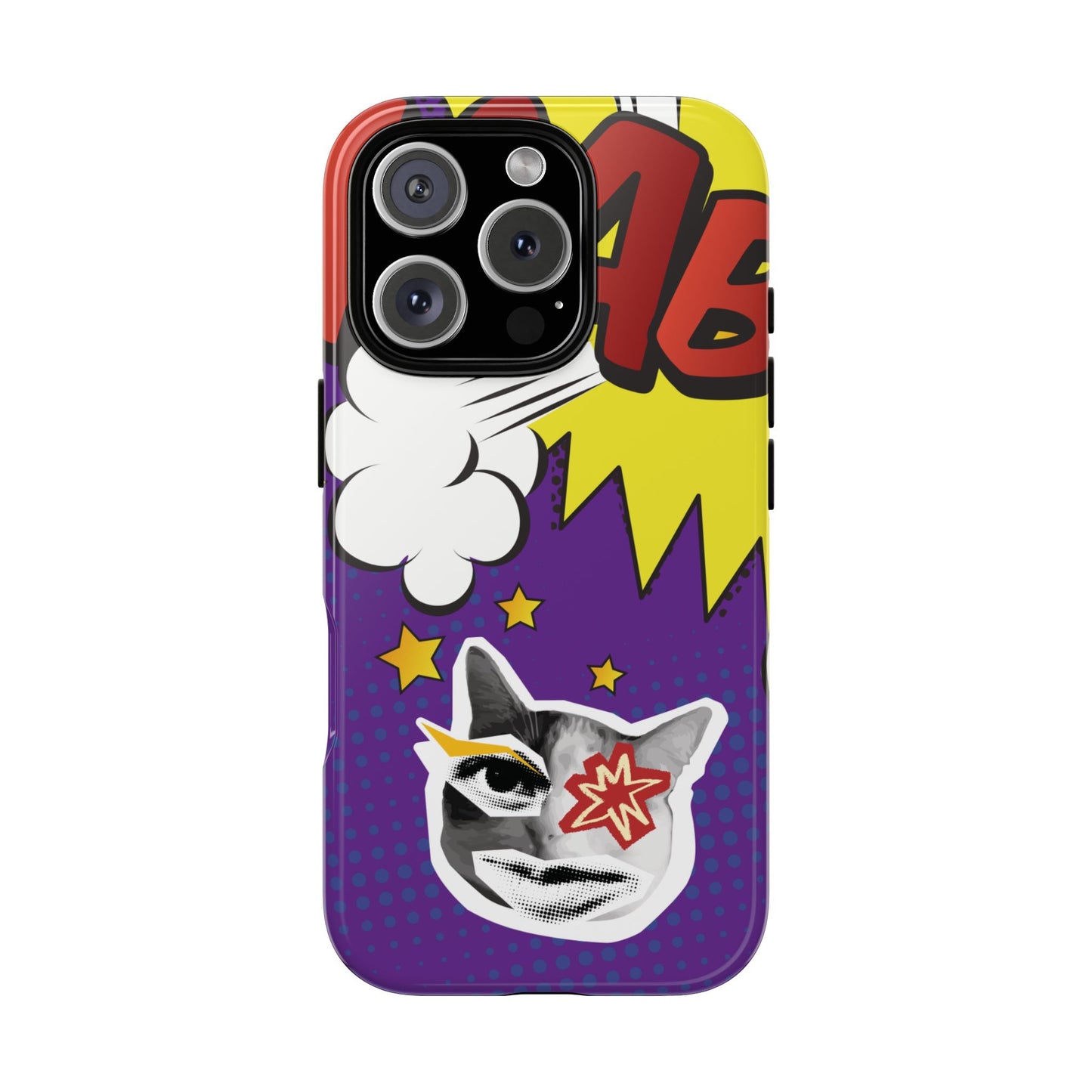Bold Purple Pop Art Cat Phone Case - Purple Phone Case - iPhone 16 Pro / Glossy