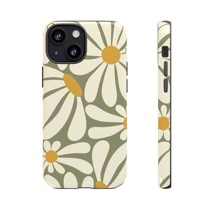 iPhone 13 Mini / Glossy Phone Case - ’Retro Green Daisy Pattern #1’ Phone Case