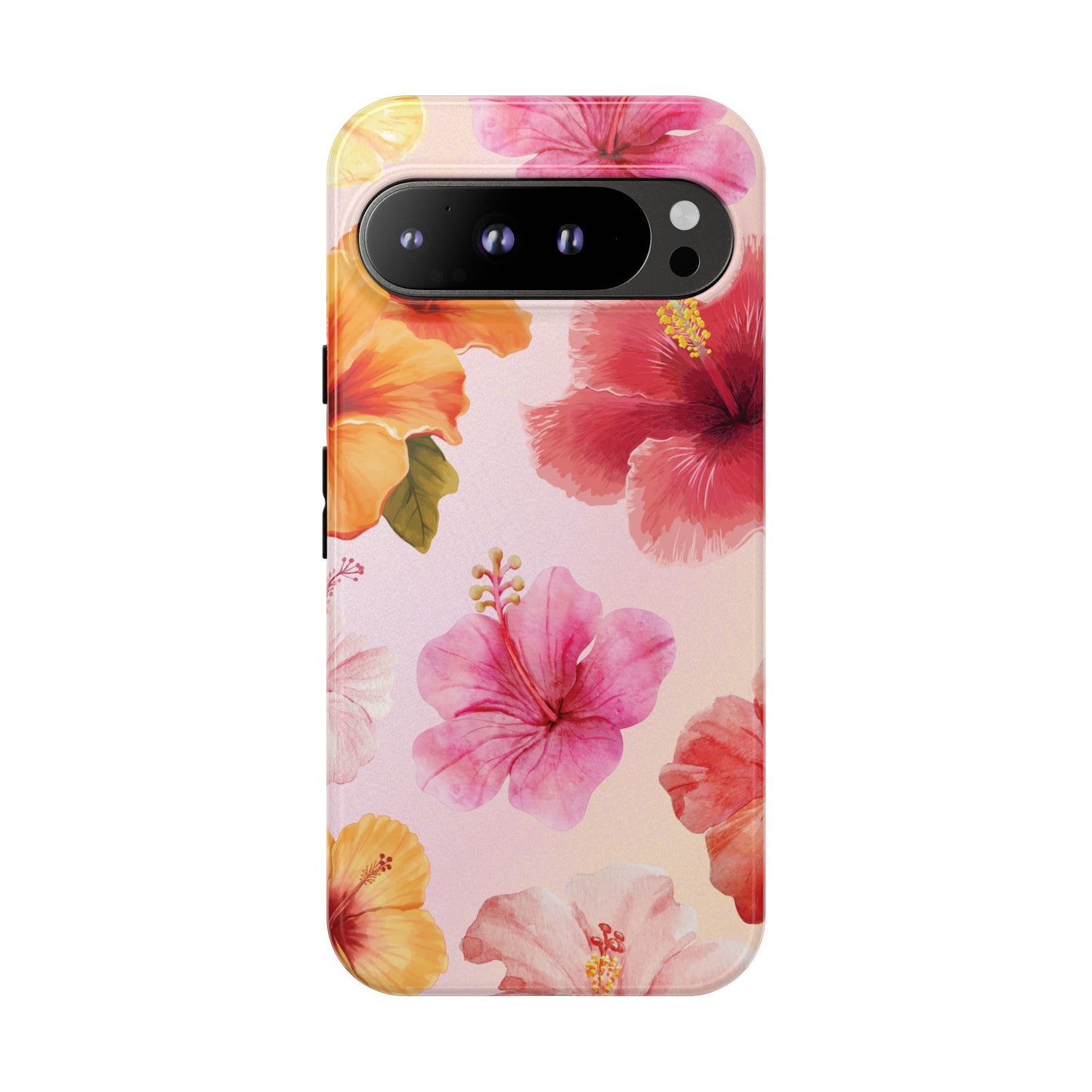 Google Pixel 9 Pro XL / Glossy Phone Case - ’Pink Hibiscus Pattern #2’ Phone Case