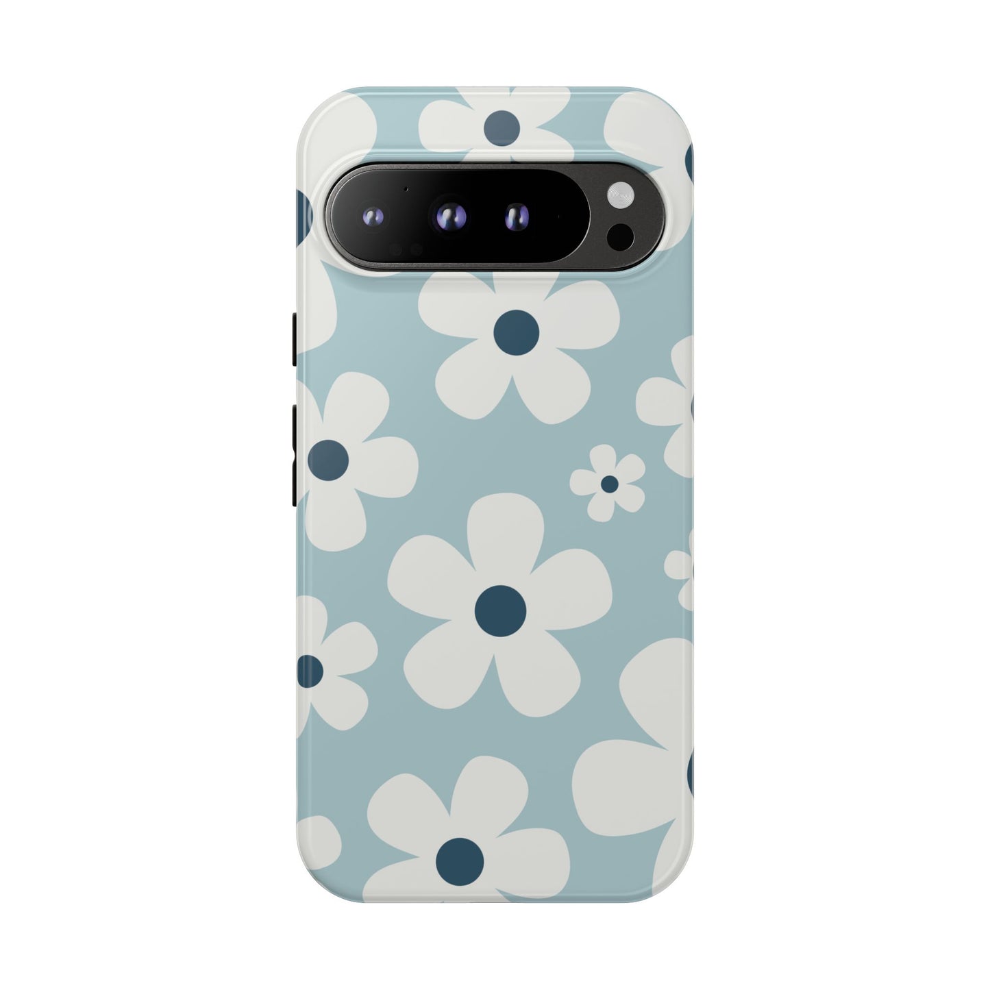 Google Pixel 9 Pro XL / Glossy Phone Case - Cute Light Blue Daisy Pattern Phone Case