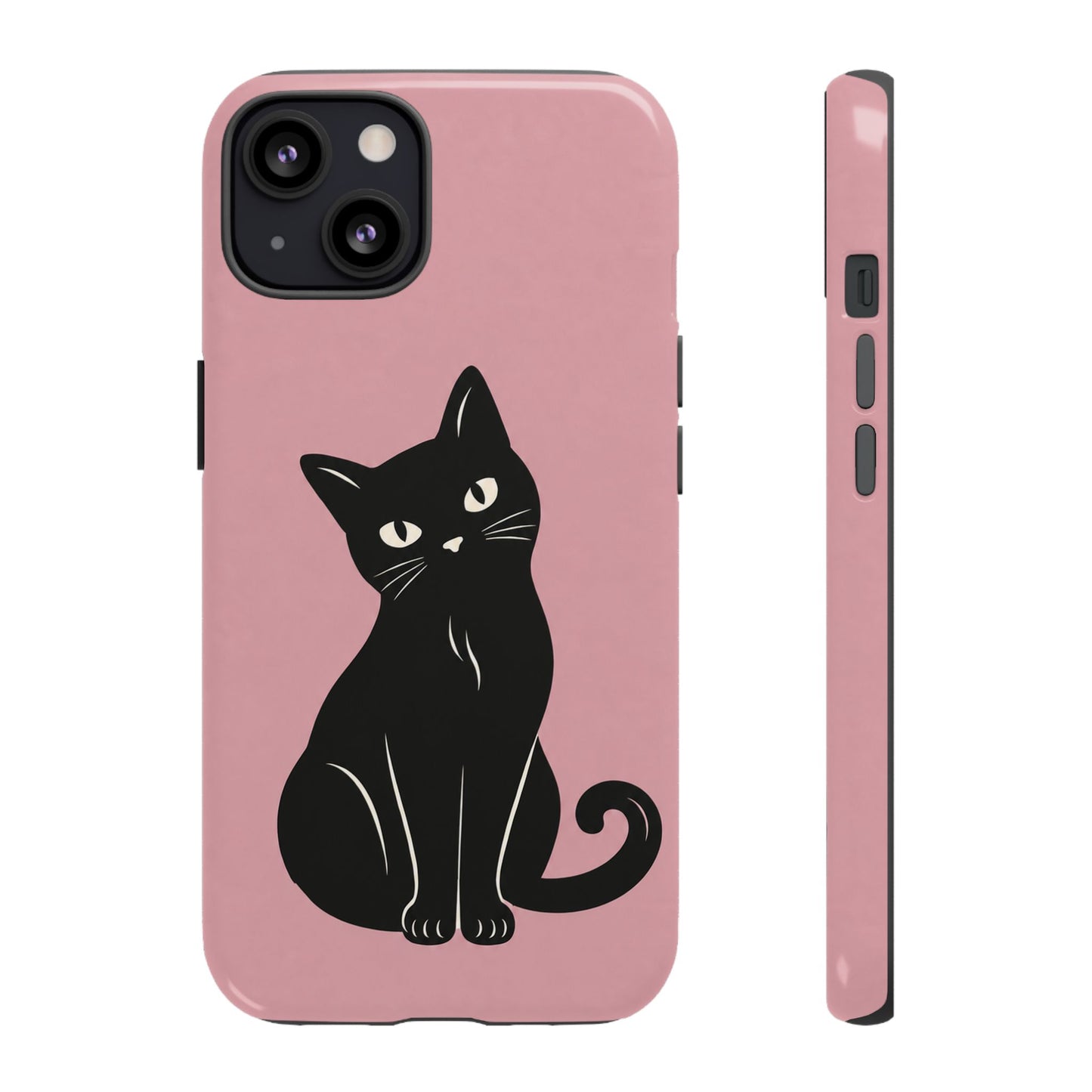 Minimalist Blush Pink & Black Cat Phone Case