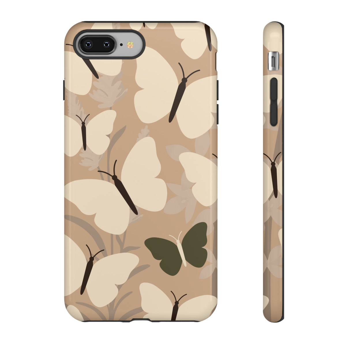 Minimalist Beige Butterfly Pattern Phone Case - Beige Phone Case - iPhone 8 Plus / Glossy