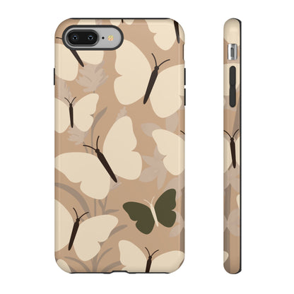 Minimalist Beige Butterfly Pattern Phone Case - Beige Phone Case - iPhone 8 Plus / Glossy