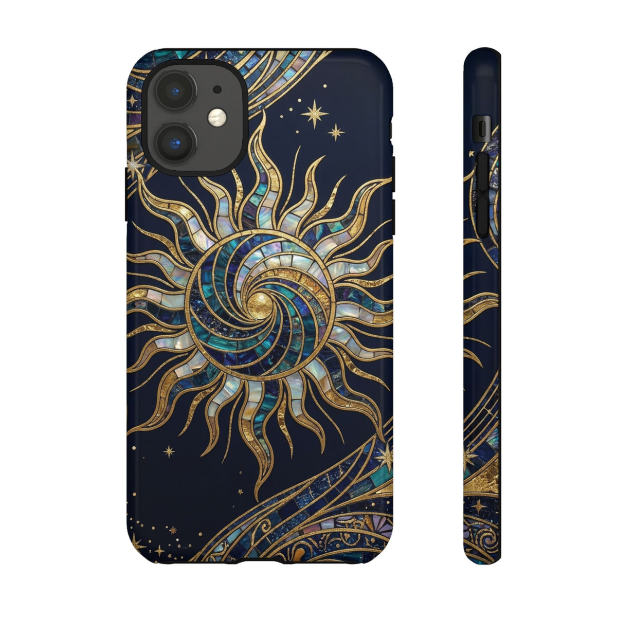 Elegant Navy & Gold Solar Spiral Phone Case