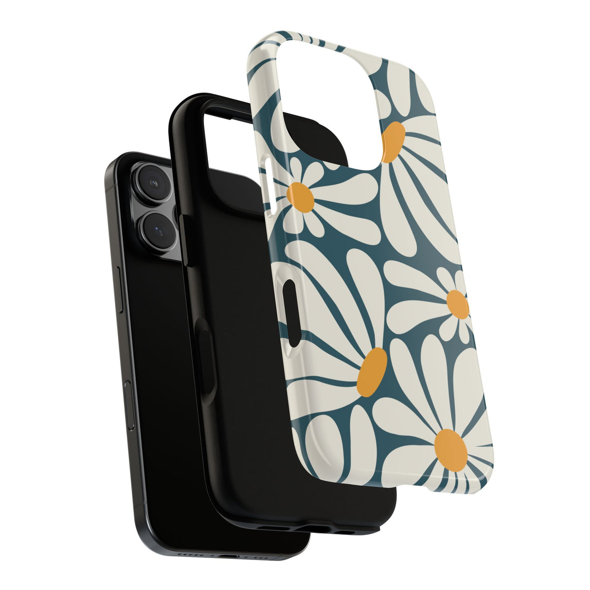 Retro Blue Daisy Pattern Phone Case - Blue Phone Case