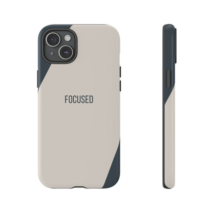 iPhone 15 Plus / Glossy Phone Case - Sassy Statement Case ’Focused’ in Beige & Blue