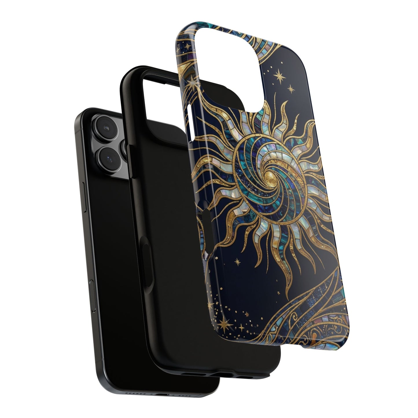 Elegant Navy & Gold Solar Spiral Phone Case
