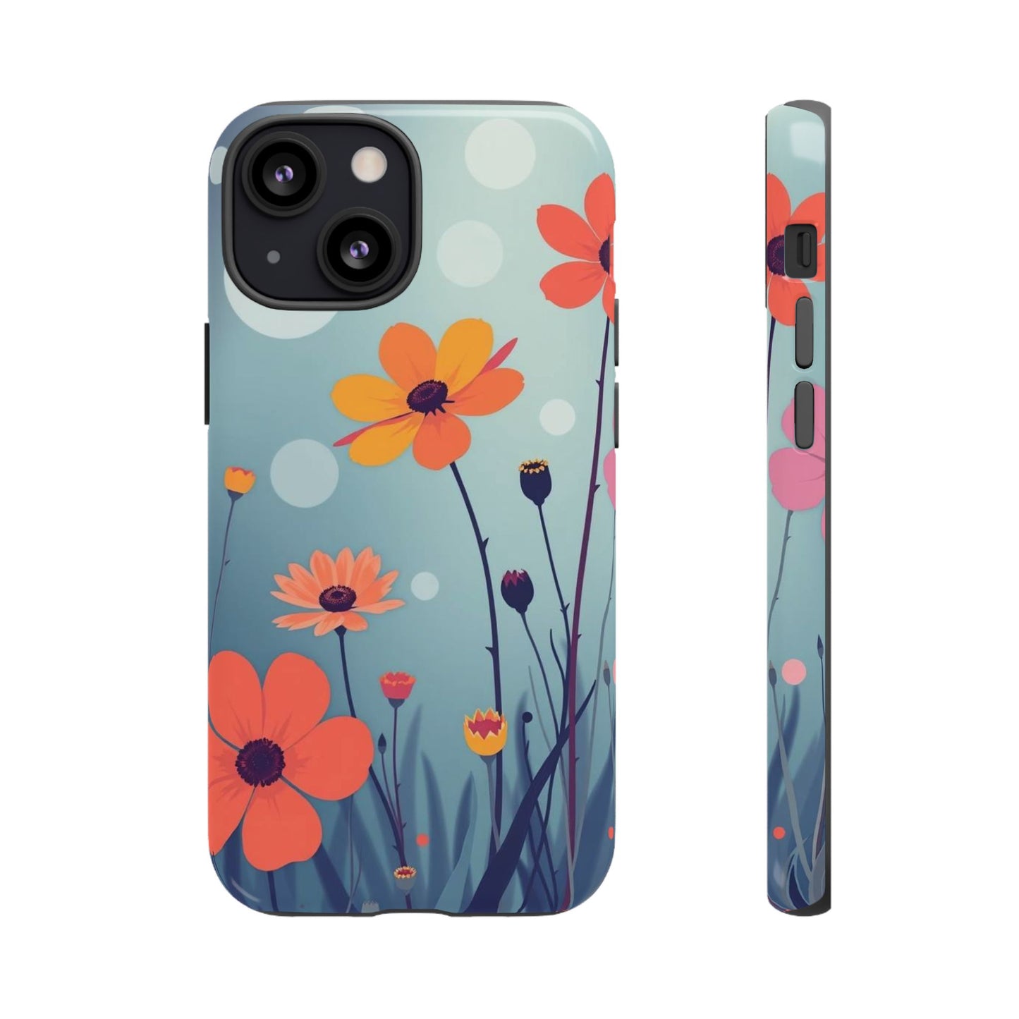 iPhone 13 Mini / Glossy Phone Case - Vibrant Wildflowers Design Phone Case