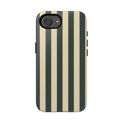 Green & Beige Stripe Pattern Phone Case - Green Phone Case - iPhone 17e / Glossy