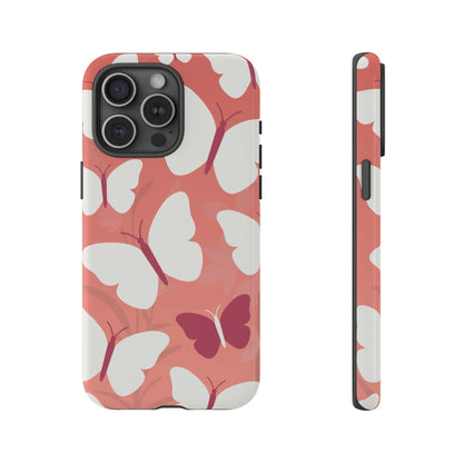 Minimalist Pink Butterfly Pattern Phone Case - Pink Phone Case - iPhone 15 Pro Max / Glossy