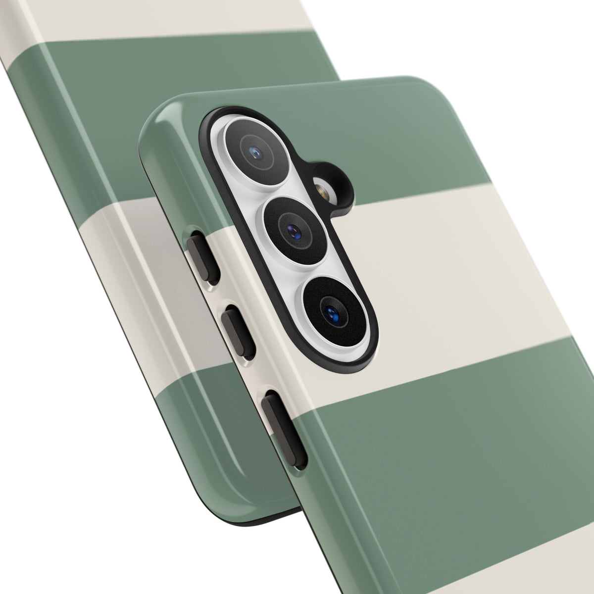 Green & White Horizontal Stripe Pattern Phone Case - Green Phone Case