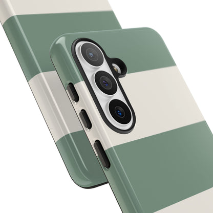 Green & White Horizontal Stripe Pattern Phone Case - Green Phone Case