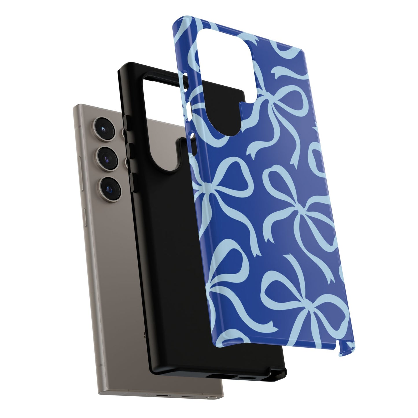 Bold Cobalt Blue and Powder Blue Bow Pattern Phone Case