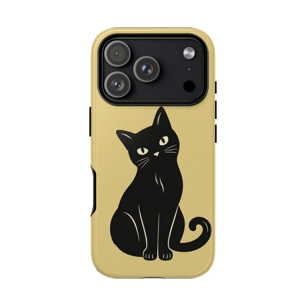 Minimalist Butter Yellow & Black Cat Phone Case