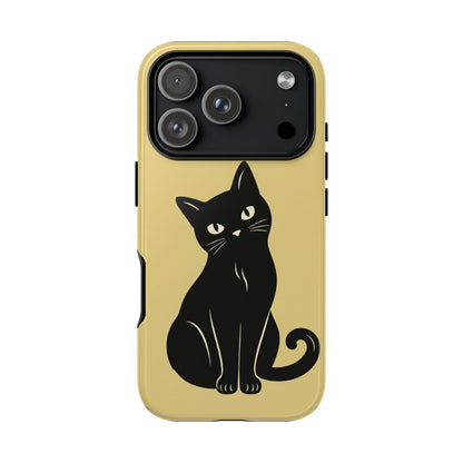 Minimalist Butter Yellow & Black Cat Phone Case