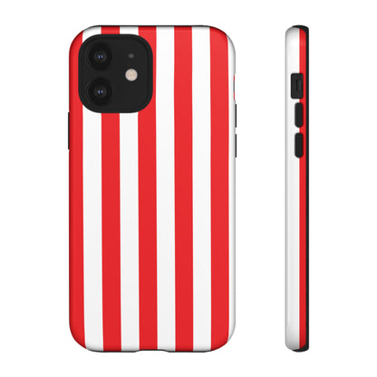 Simple Red & White Stripe Pattern Phone Case - Red Phone Case - iPhone 12 / Glossy