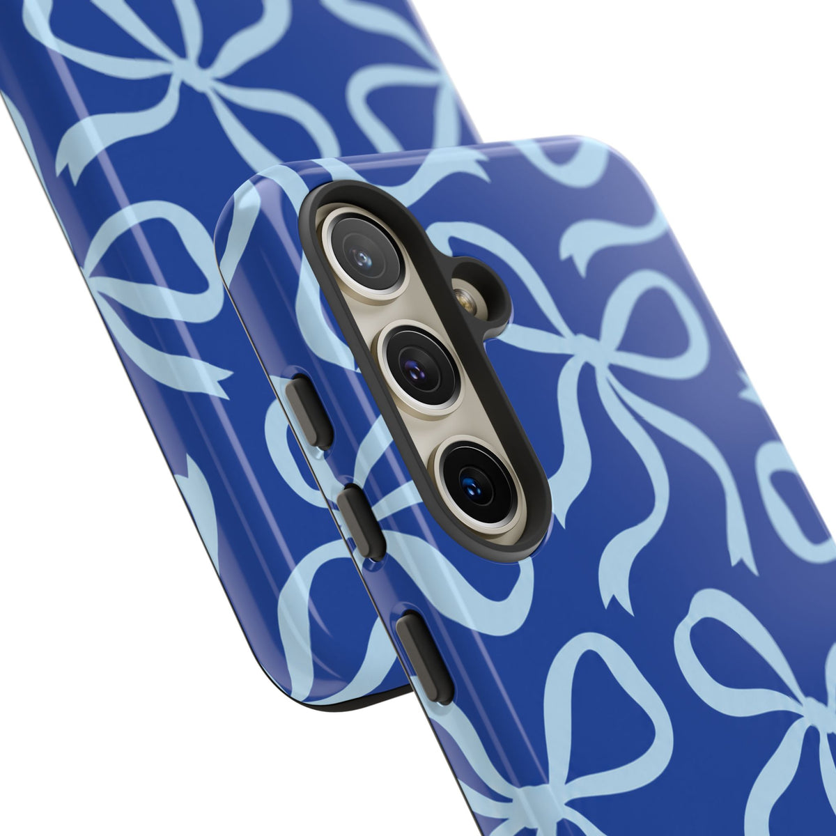 Bold Cobalt Blue and Powder Blue Bow Pattern Phone Case