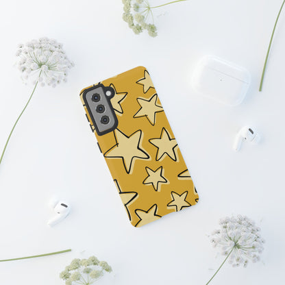 Golden Yellow Doodle Star Phone Case