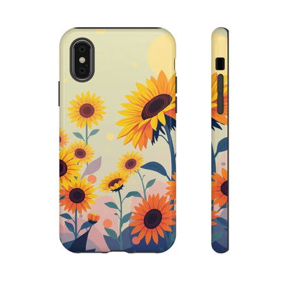iPhone XS / Glossy Phone Case - Modern Flat Sunflower Design Phone Case