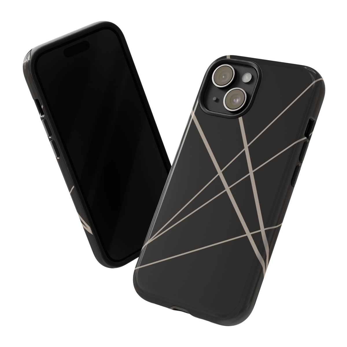 Abstract Black with Grey Lines Phone Case - Black Phone Case