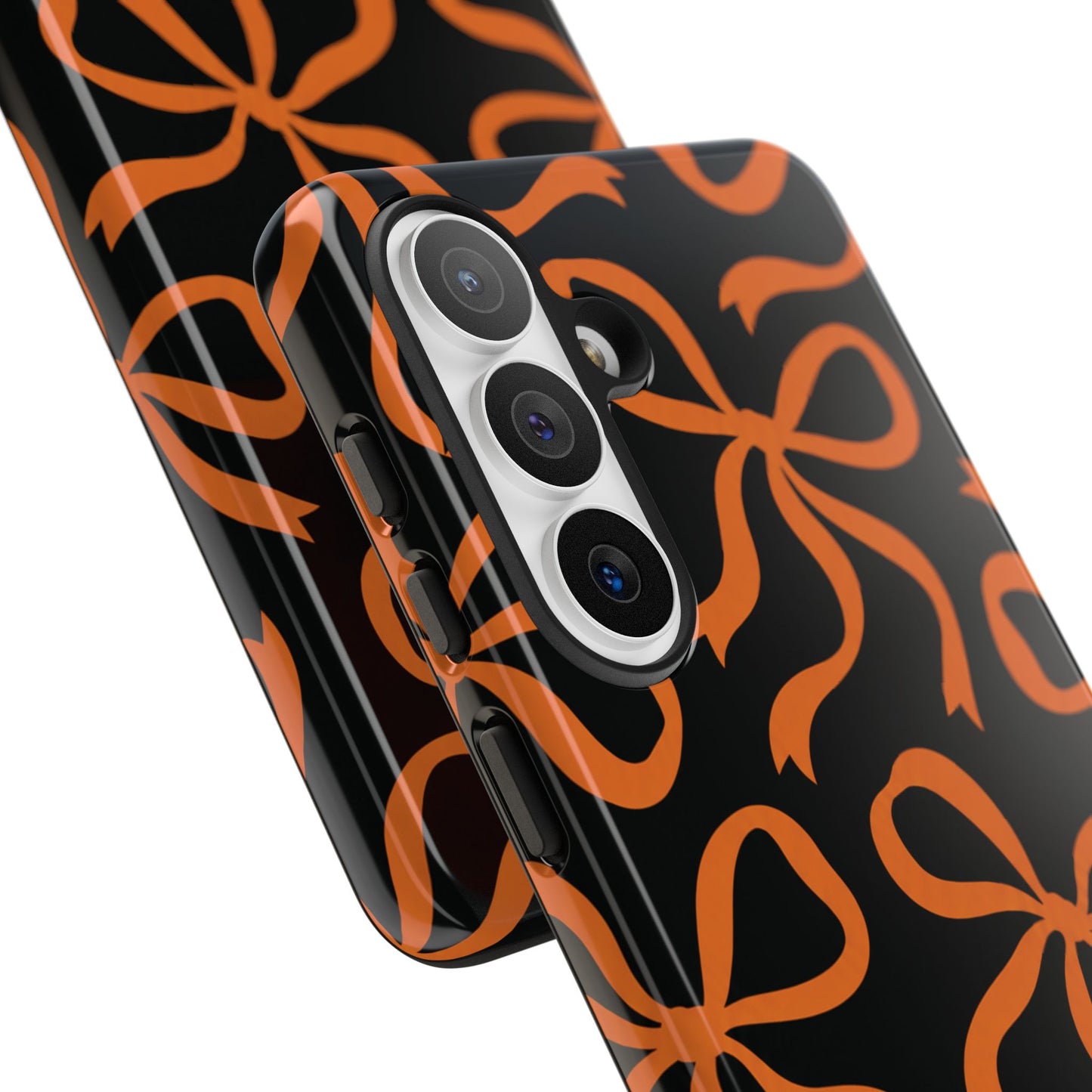 Bold Black and Burnt Orange Bow Pattern Phone Case