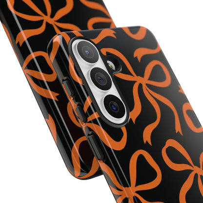Bold Black and Burnt Orange Bow Pattern Phone Case