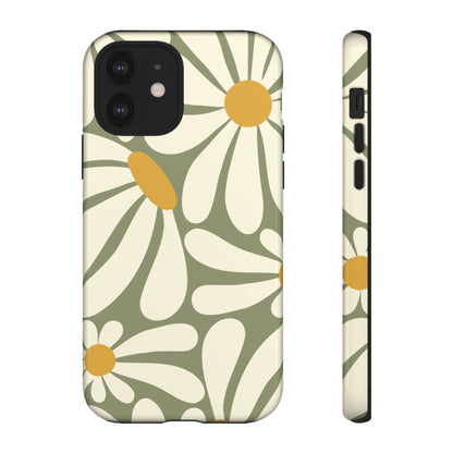 Retro Green Daisy Pattern #1 Phone Case - Green Phone Case - iPhone 12 / Glossy