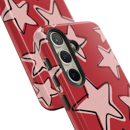 Cherry Red Doodle Star Phone Case