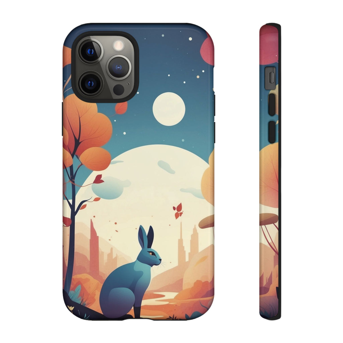 Stylised Blue Hare Design Phone Case - Multicolor Phone Case - iPhone 12 Pro / Glossy